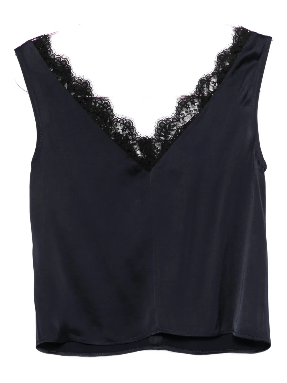 Officine Generale Liana Lace-trim V-neck Top In Animal Print
