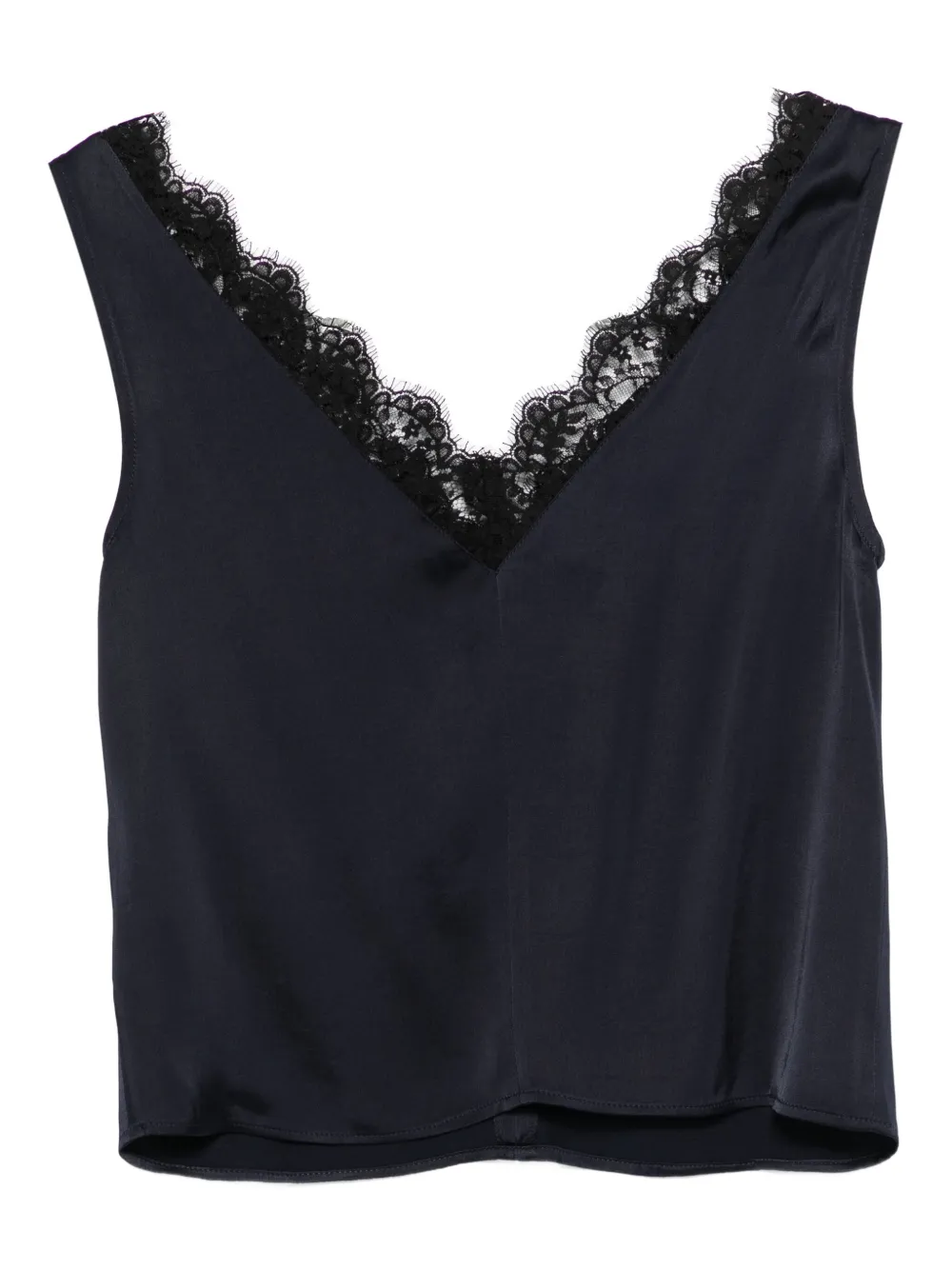 Officine Generale Liana lace-trim V-neck top - Zwart