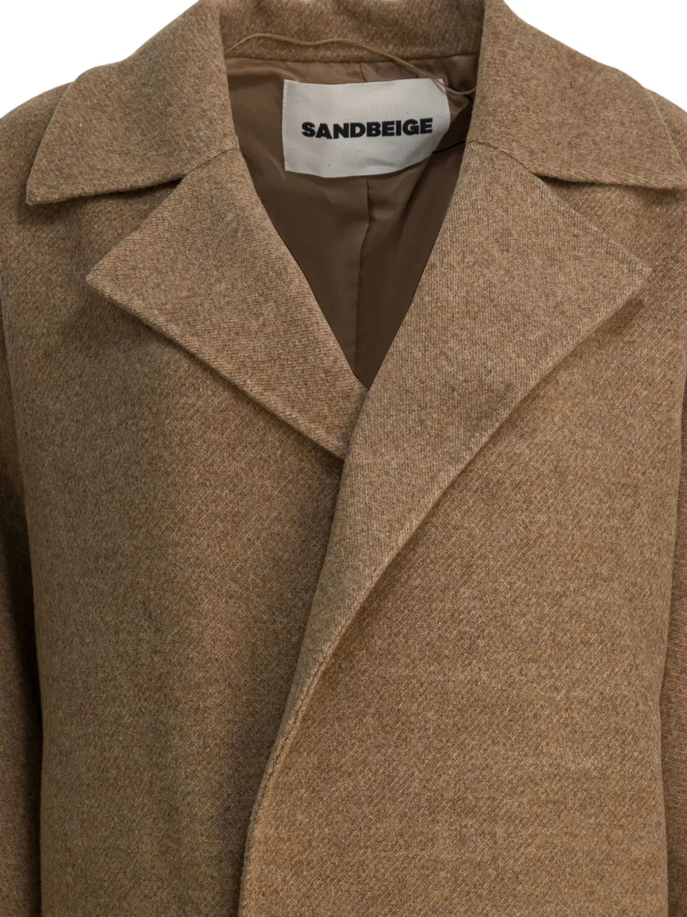 SANDBEIGE Wollen jas met kraag Bruin
