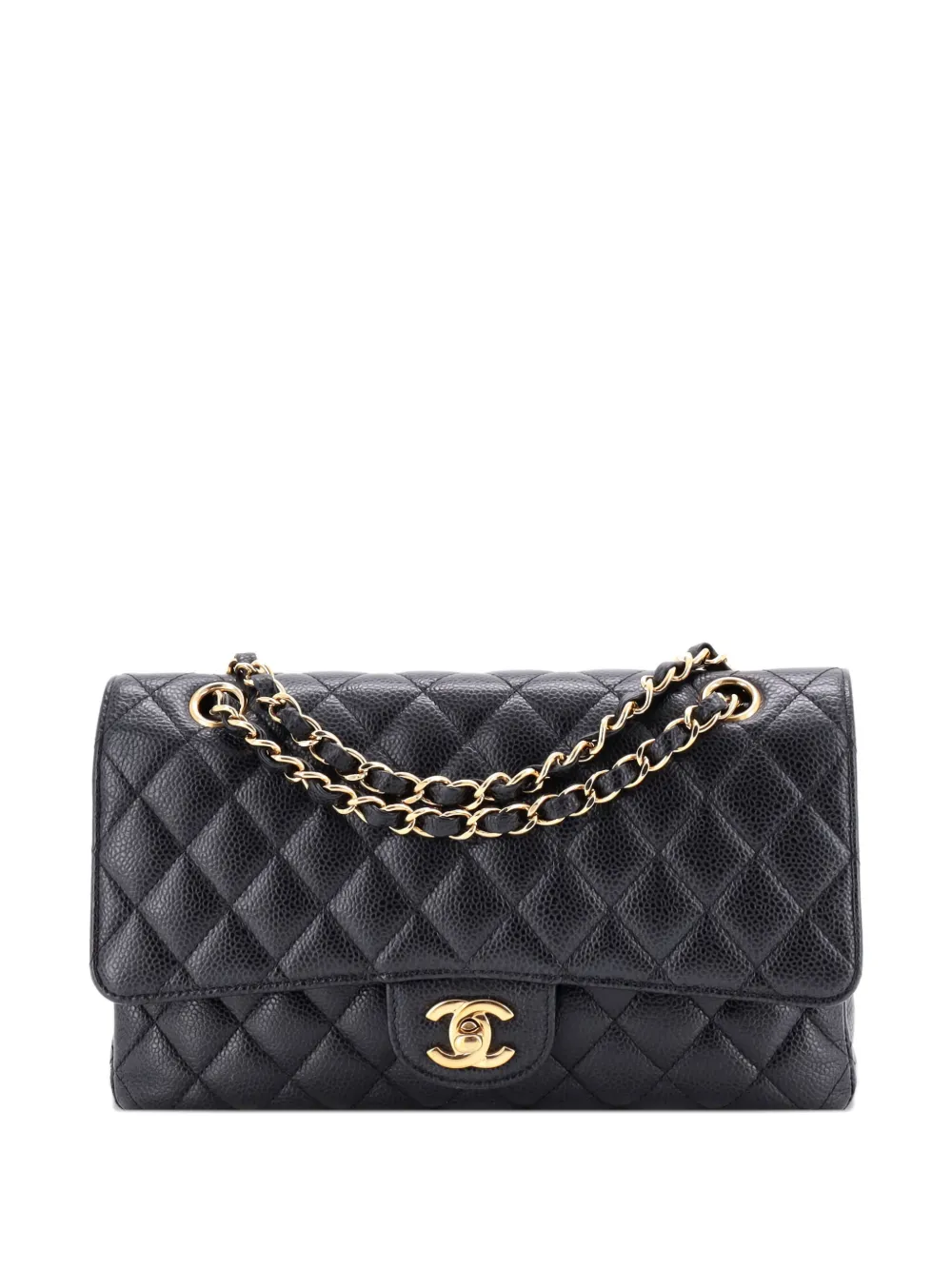 CHANEL Pre-Owned Classic Double Flap Bag Quilted Caviar Medium shoulder bag - Nero