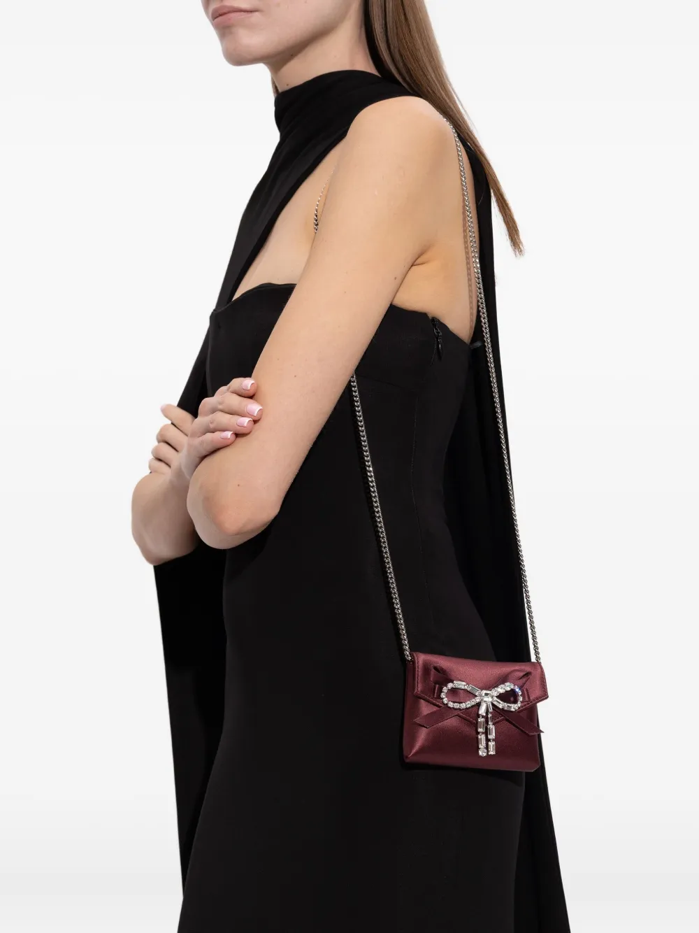 Jimmy Choo Clutch met ketting en strik Paars