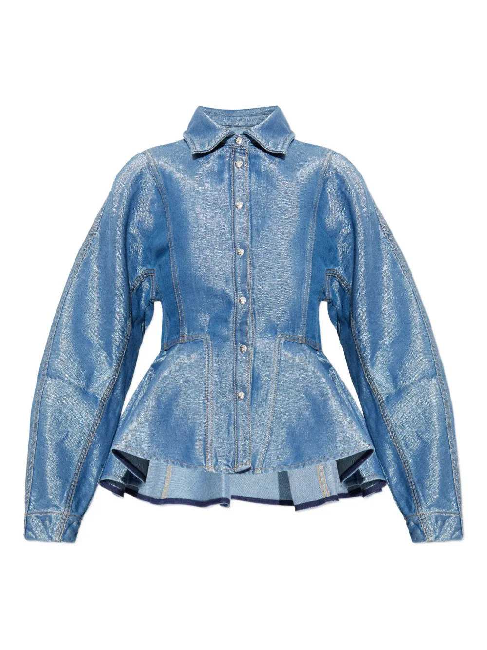 GANNI buttonned peplum denim jacket | Blue | Image 1