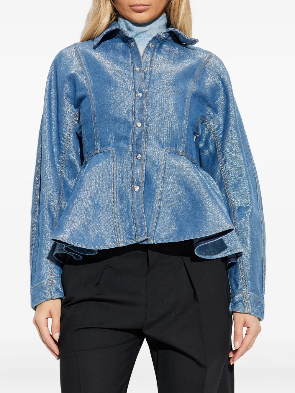 GANNI Denim jack met knopen Blauw