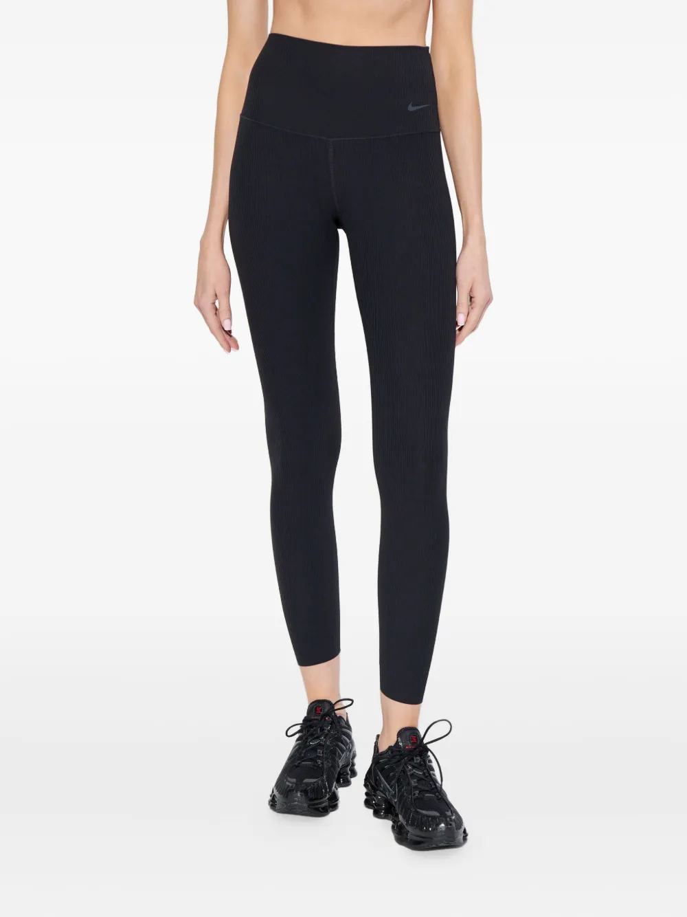 Nike Geribbelde sportlegging met logo Zwart