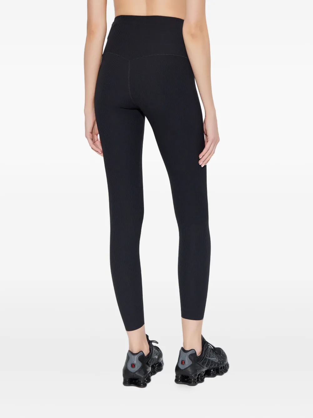 Nike Geribbelde sportlegging met logo Zwart