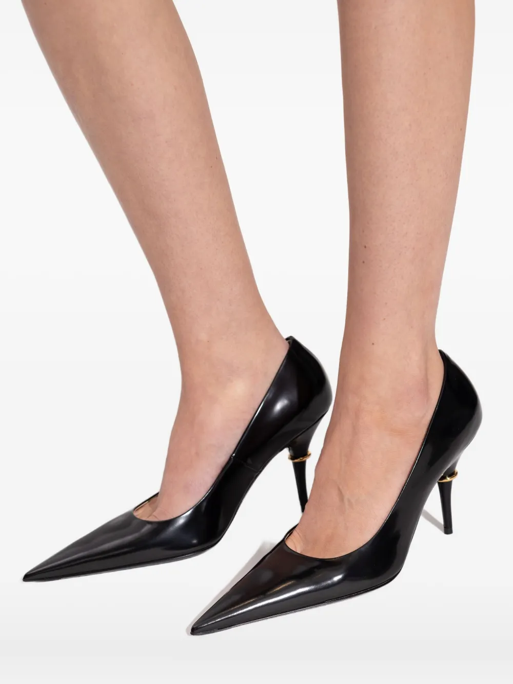 Balenciaga Pointed Toe Ring Heel Pumps In Black
