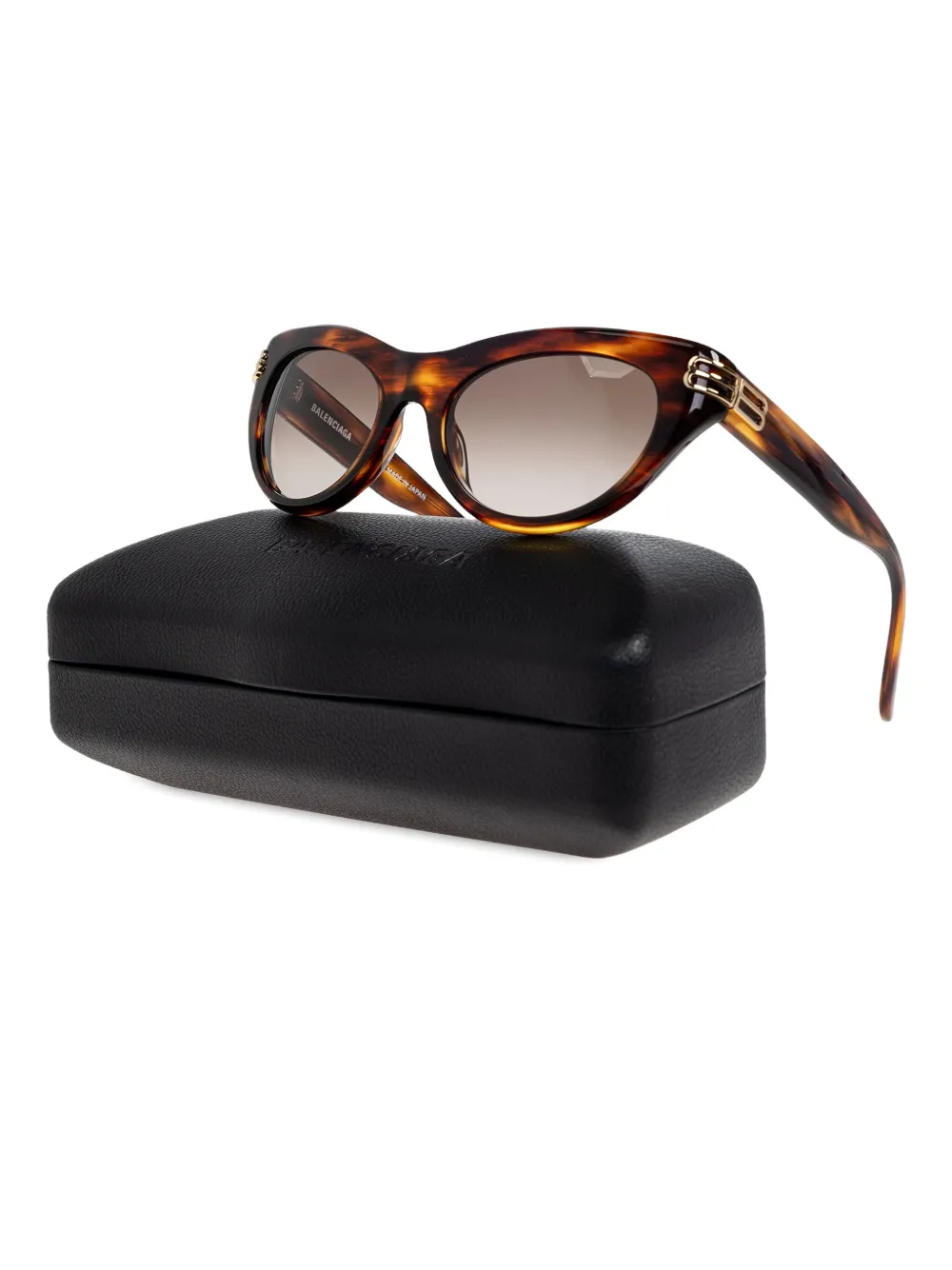 Balenciaga Eyewear Zonnebril met schildpadschild-design en logodetail Bruin