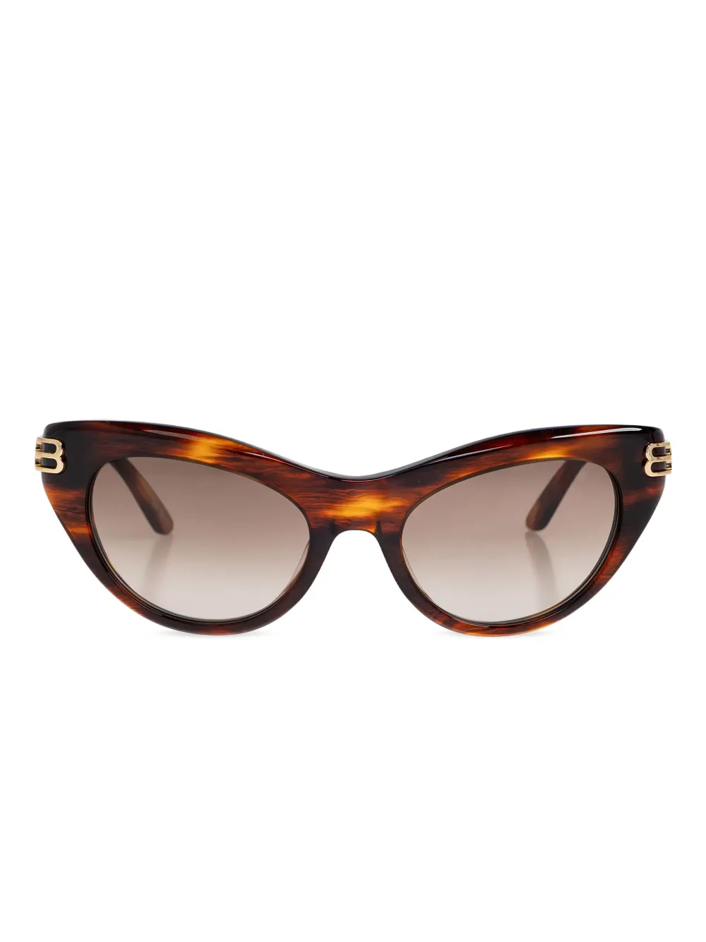 Balenciaga Eyewear tortoiseshell-pattern logo-detail sunglasses - Marrone