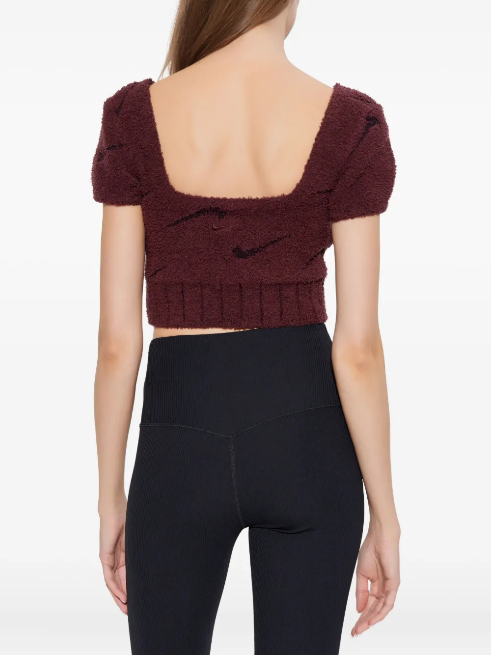 Nike Phoenix bouclé top met vierkante hals Rood