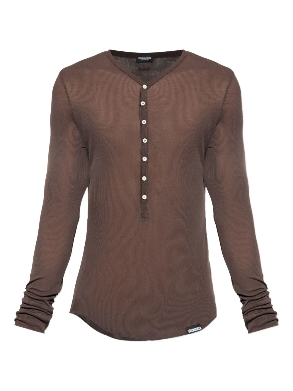 DSQUARED2 button ribbed long-sleeve T-shirt | Brown | Image 1