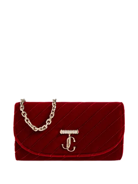 Jimmy Choo logo-embellishment velvet clutch bag