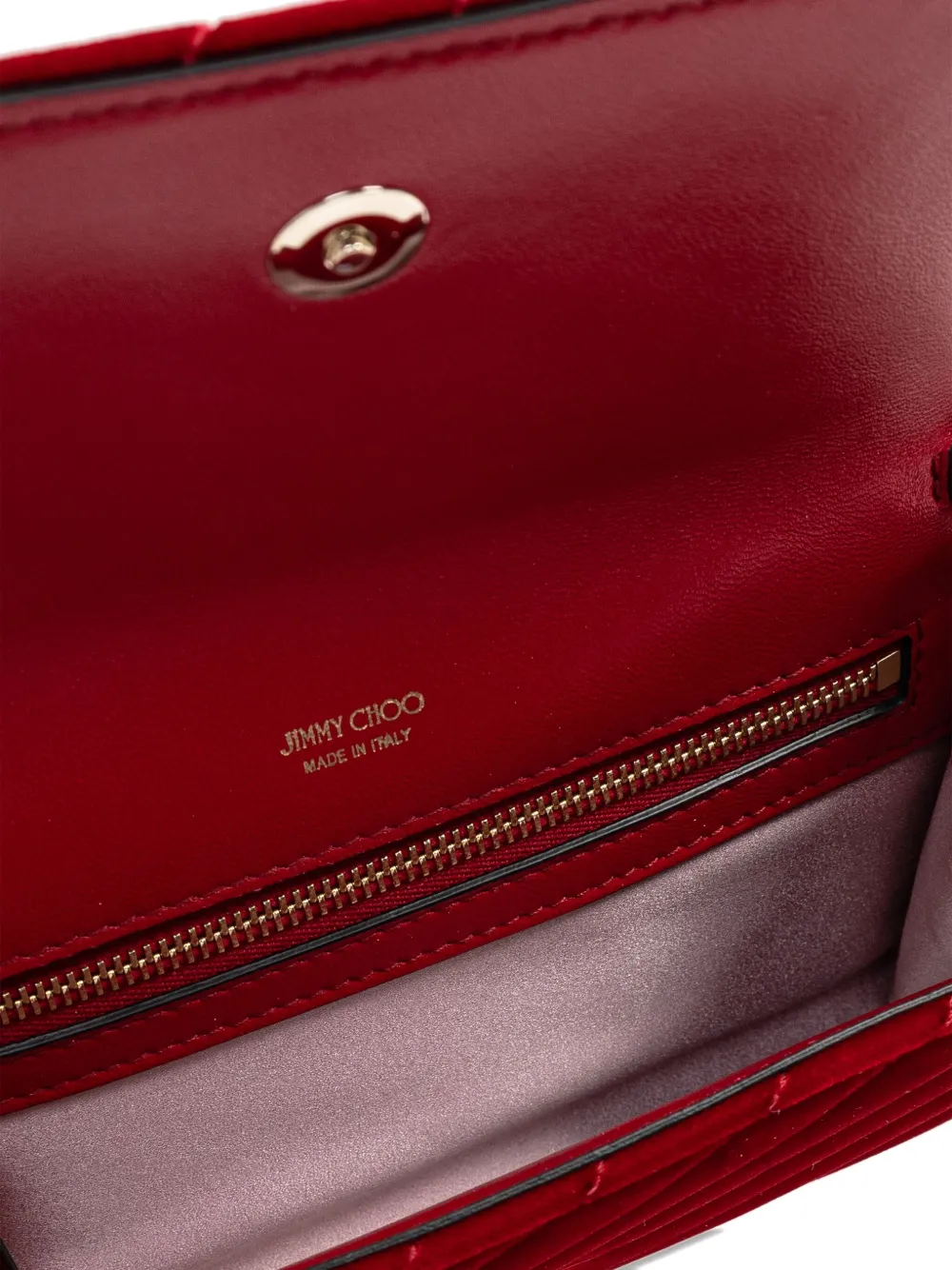Jimmy Choo Fluwelen clutch verfraaid met logo Rood