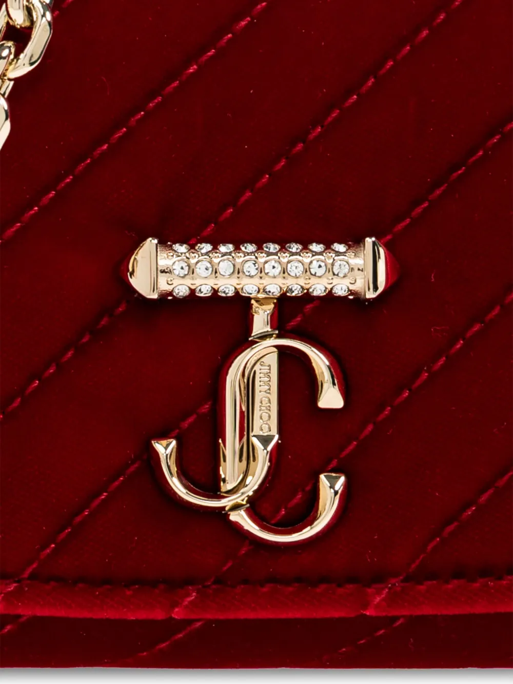 Jimmy Choo Fluwelen clutch verfraaid met logo Rood