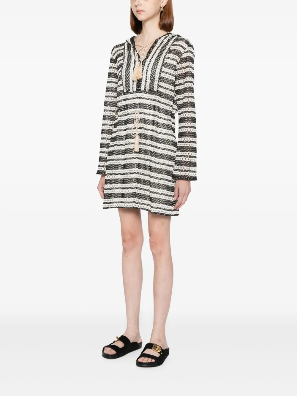 Bambah Gehaakte jurk met capuchon Zwart