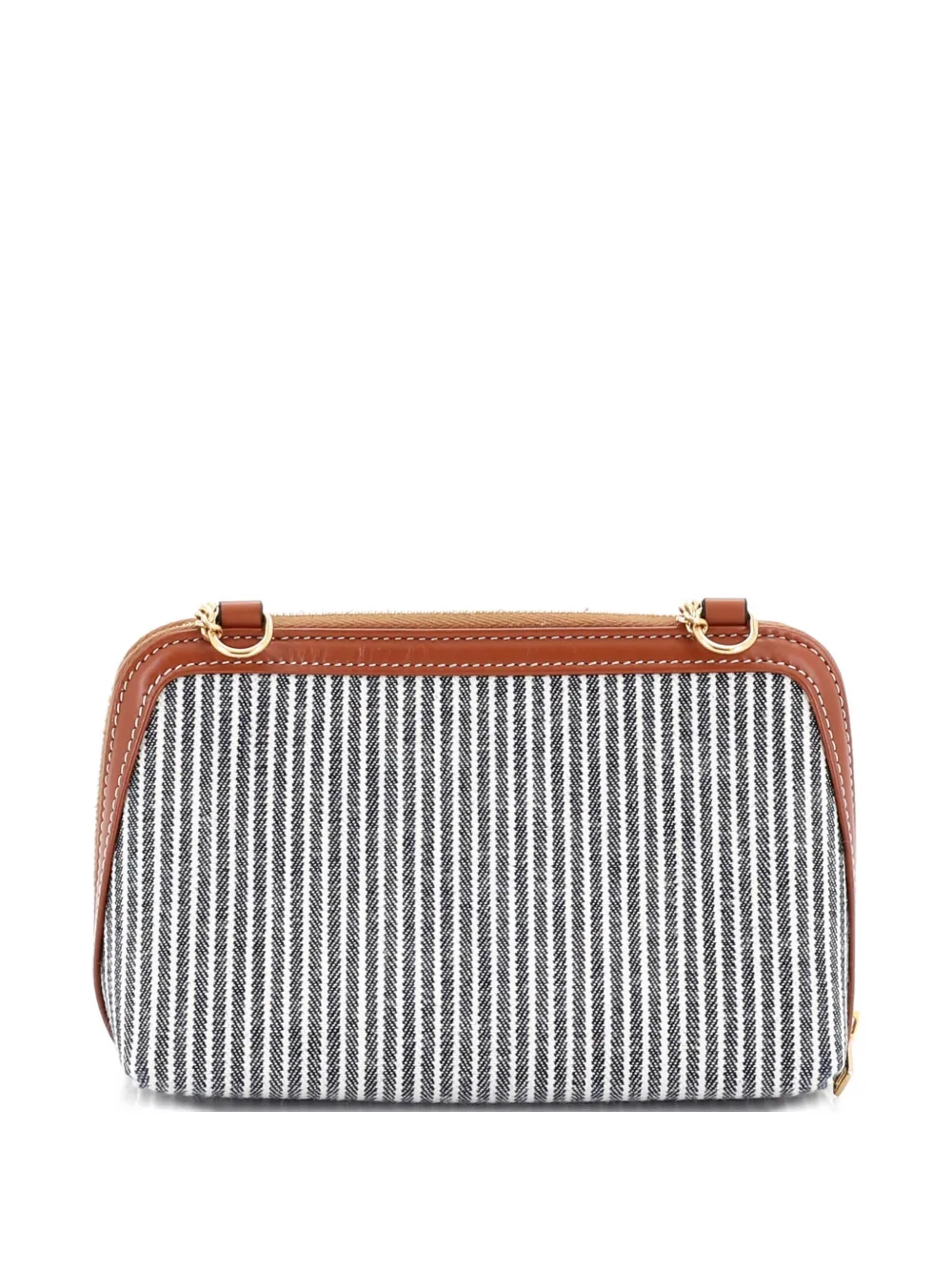Celine Pre-Owned Cuir Triomphe Zip Around Chain Striped Canvas clutch bag | Pre-Owned | Image 2