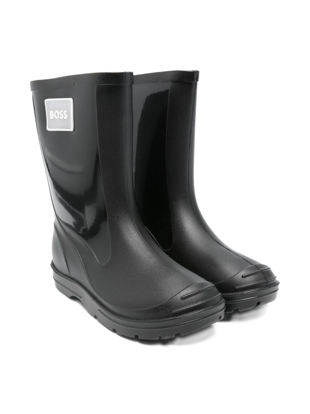BOSS Kidswear logo-patch rain boots - Nero