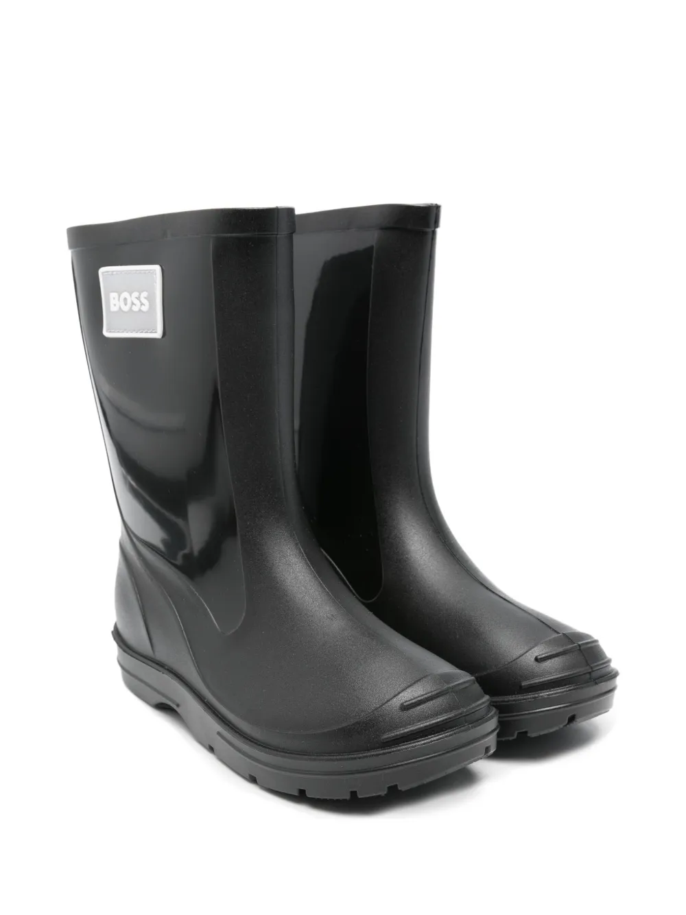Bosswear Kids' Logo-patch Rain Boots In Black