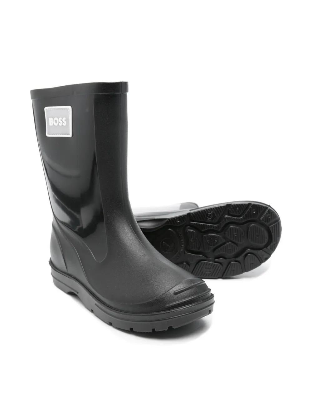 BOSS Kidswear Regenlaarzen met logopatch Zwart