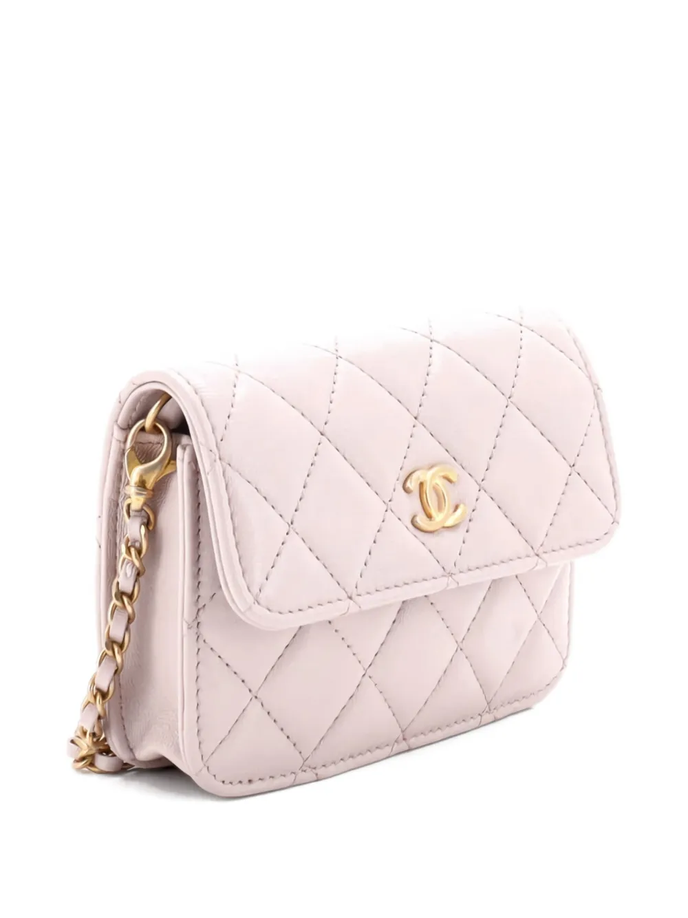 Pre-owned Chanel Pearl Crush Flap Clutch With Chain Quilted Lambskin Mini Crossbody Bag