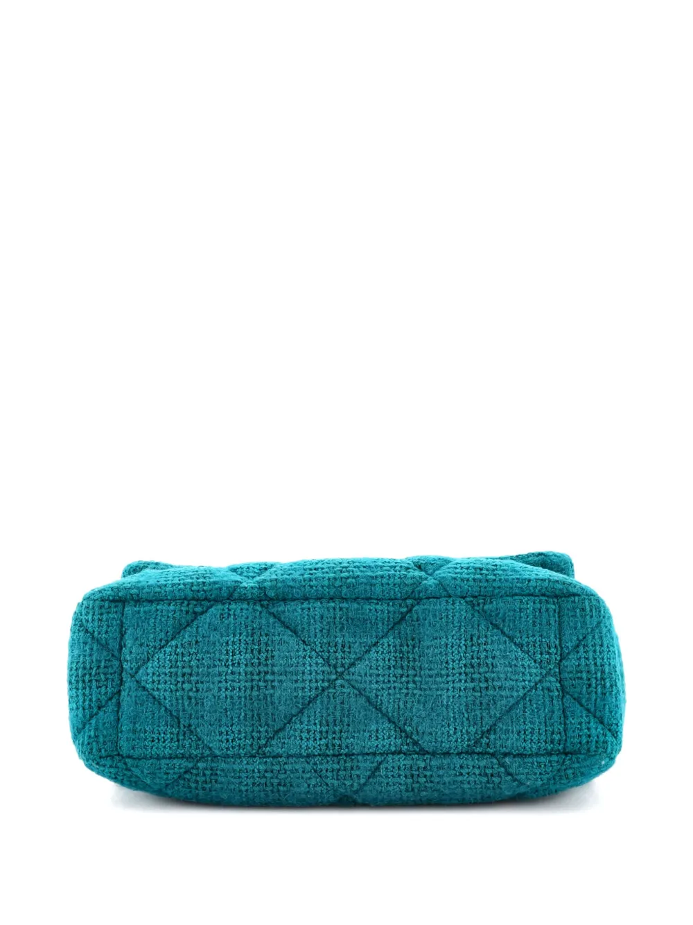 Pre-owned Chanel 19 Flap Bag Quilted Tweed Large Crossbody Bag In Blue