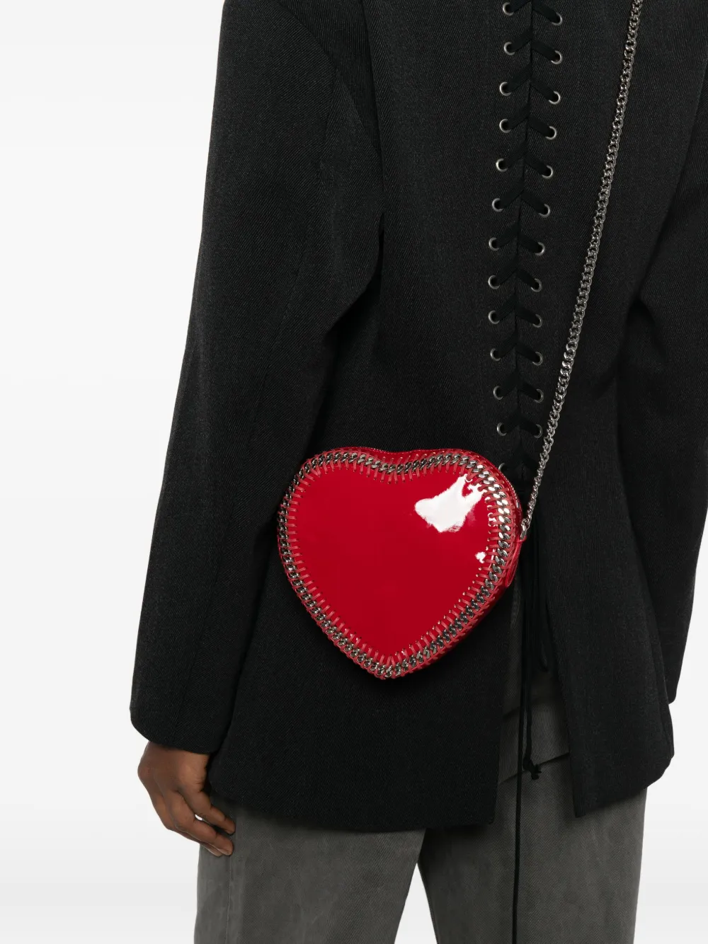 Pre-owned Stella Mccartney Falabella Heart-shaped Chain Crossbody Bag In Red