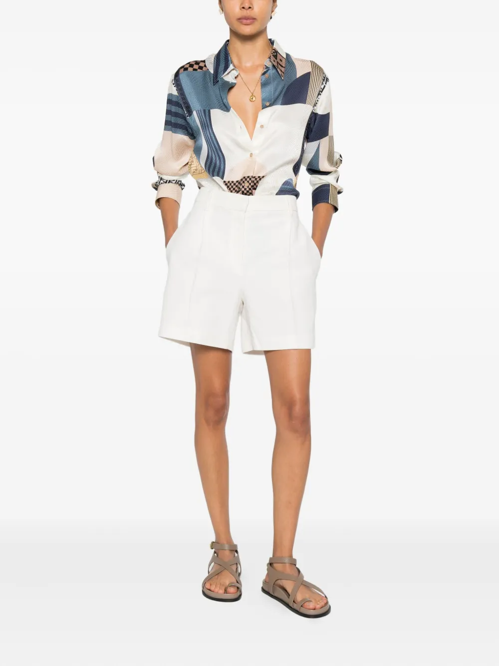 Fendi Pre-Owned camisa de seda con estampado geométrico | Image 2