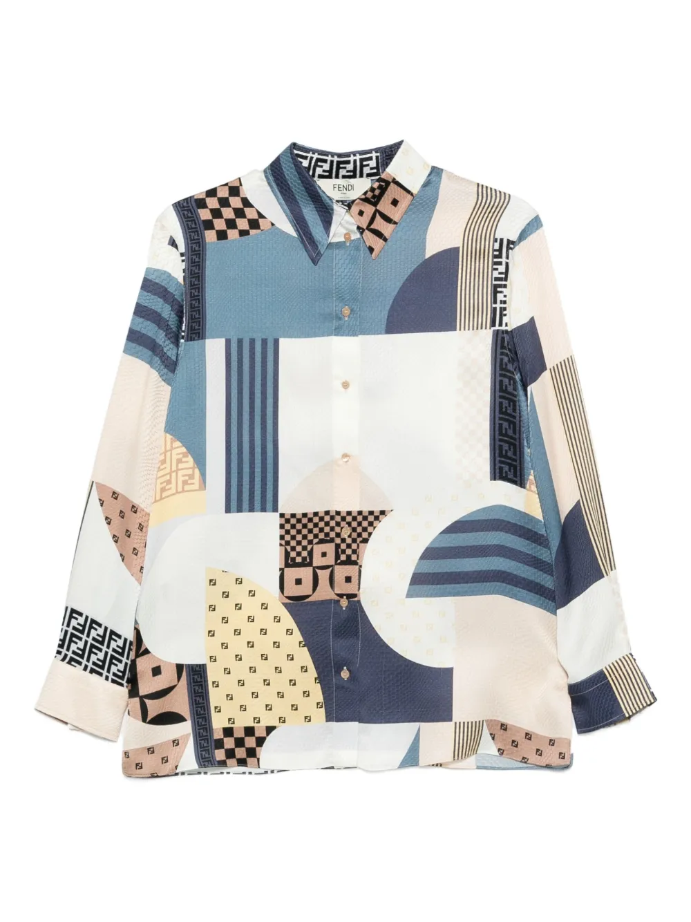 Fendi Pre-Owned camisa de seda con estampado geométrico | azul | Image 1