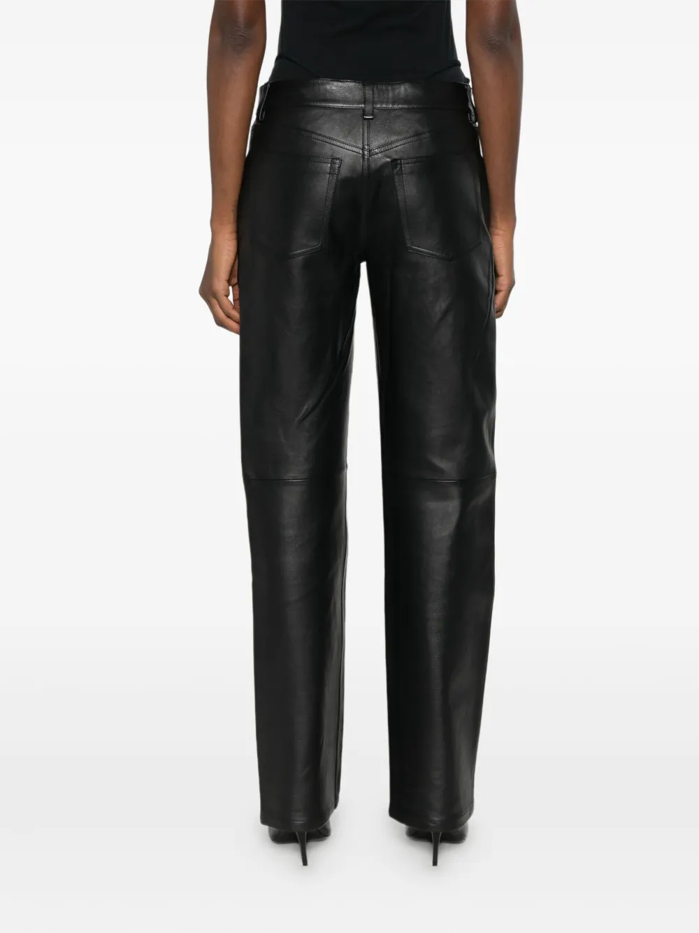 ALEXANDER WANG Pre-owned Logo-embellished Leather Trousers In Black