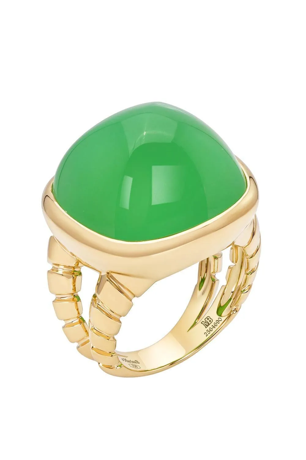 MARINA B 18K yellow gold Tigella Sugarloaf chrysoprase ring - Oro