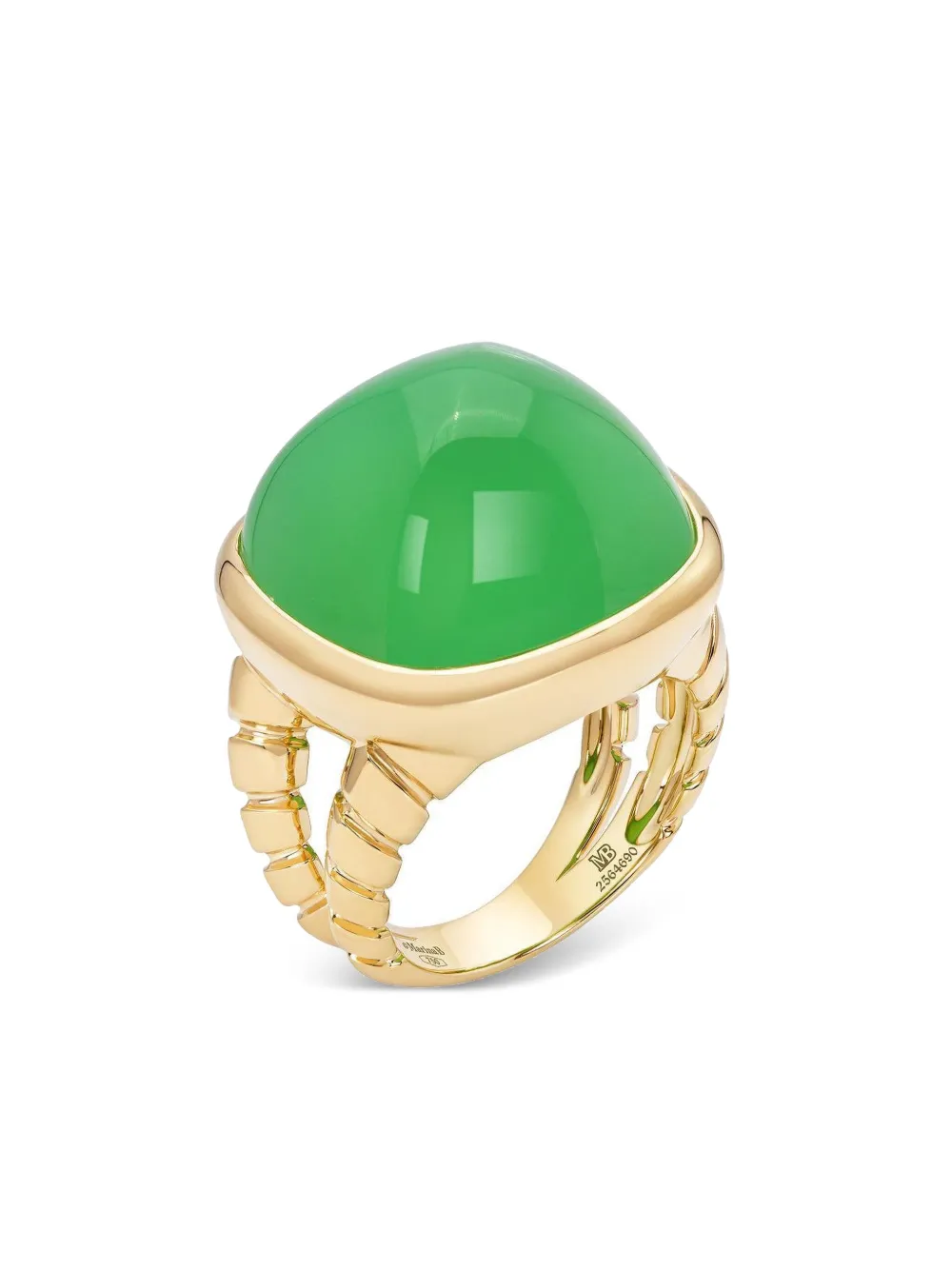  Marina B 18k Yellow Gold Tigella Sugarloaf Chrysoprase Ring 