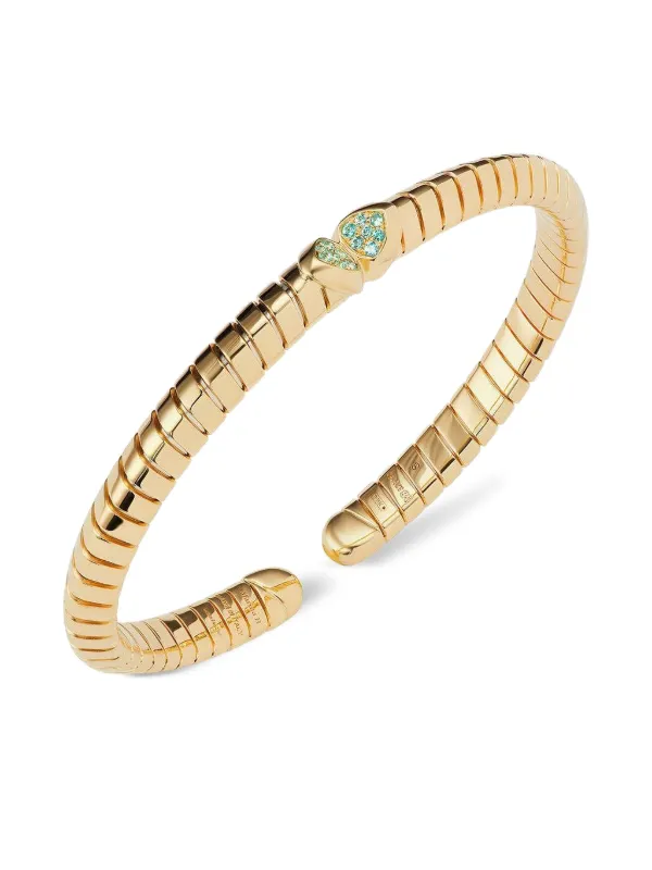Marina B 18K Yellow Gold Trisolina Paraiba Tourmaline Bangle Bracelet