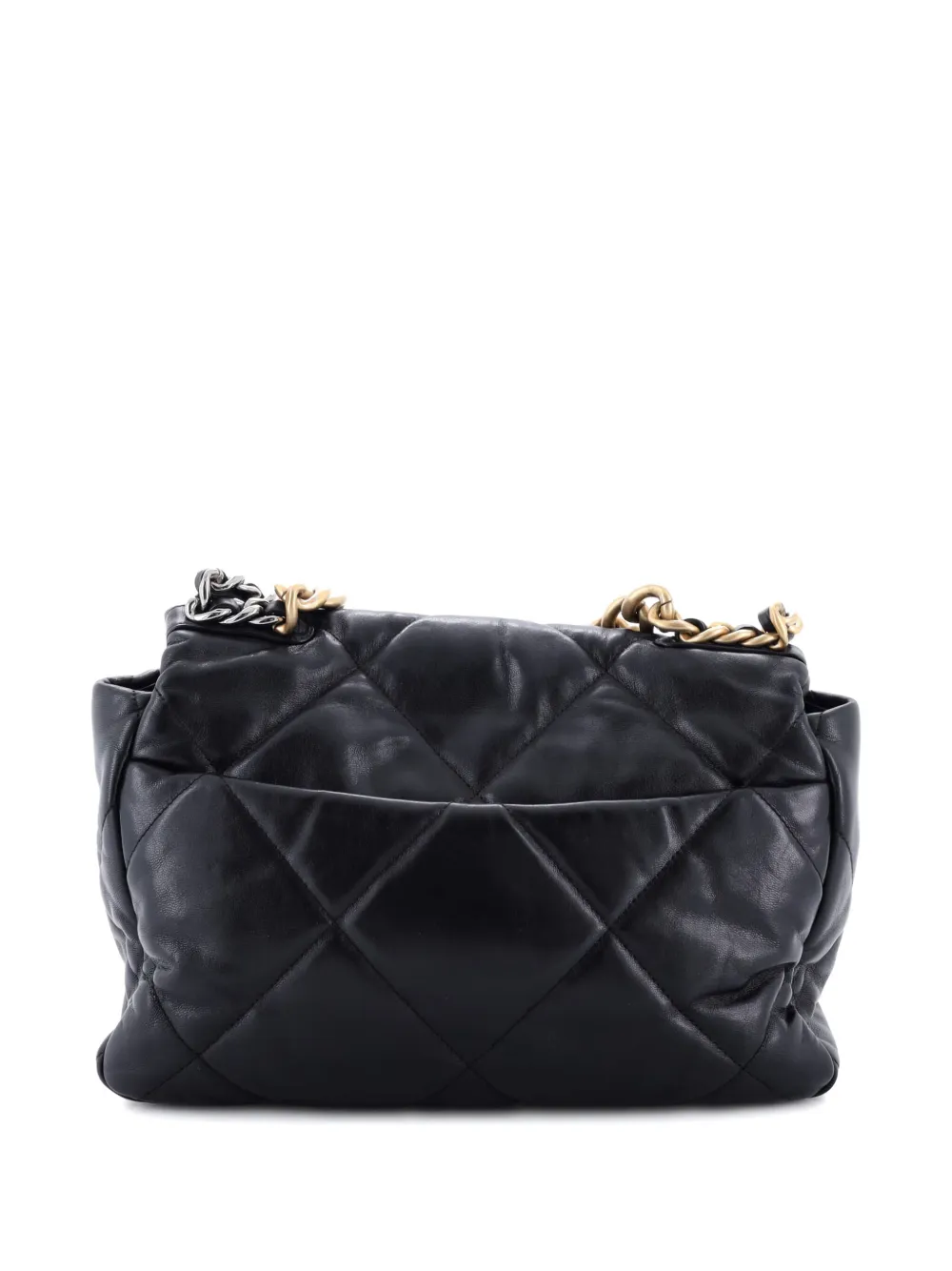 Pre-owned Chanel 19 Flap Bag Quilted Leather Large Crossbody Bag In Black