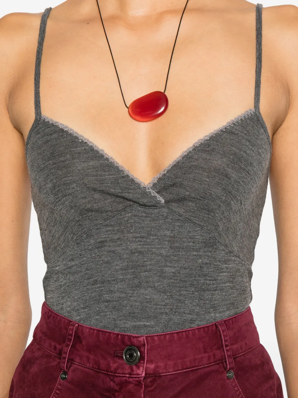 Forte Forte Lace-trim Top In Gray