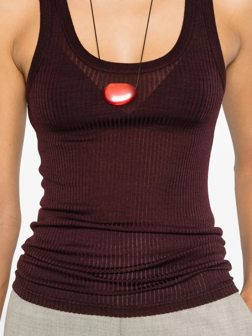 Forte Geribbelde top Rood
