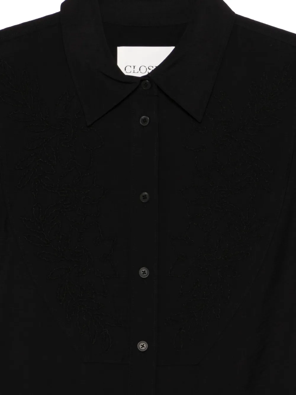 Closed Blouse met borduurwerk Zwart