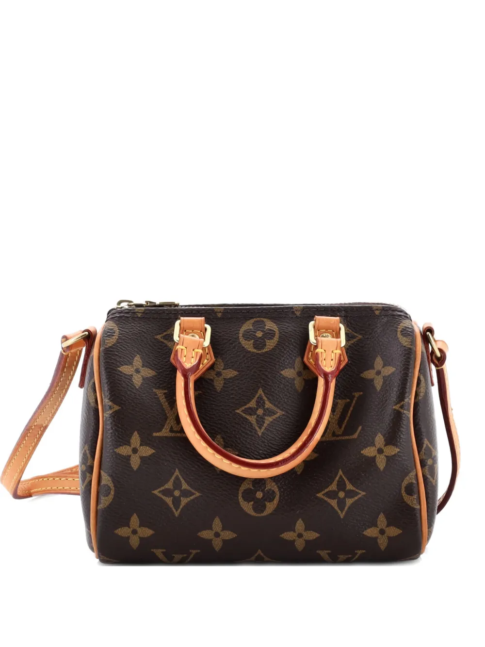 Pre-owned Louis Vuitton Speedy Bandouliere Bag Monogram Canvas Nano Crossbody Bag In Brown