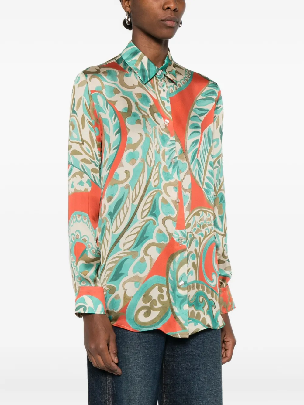 Etro Button-fastening Patterned Shirt In Orange
