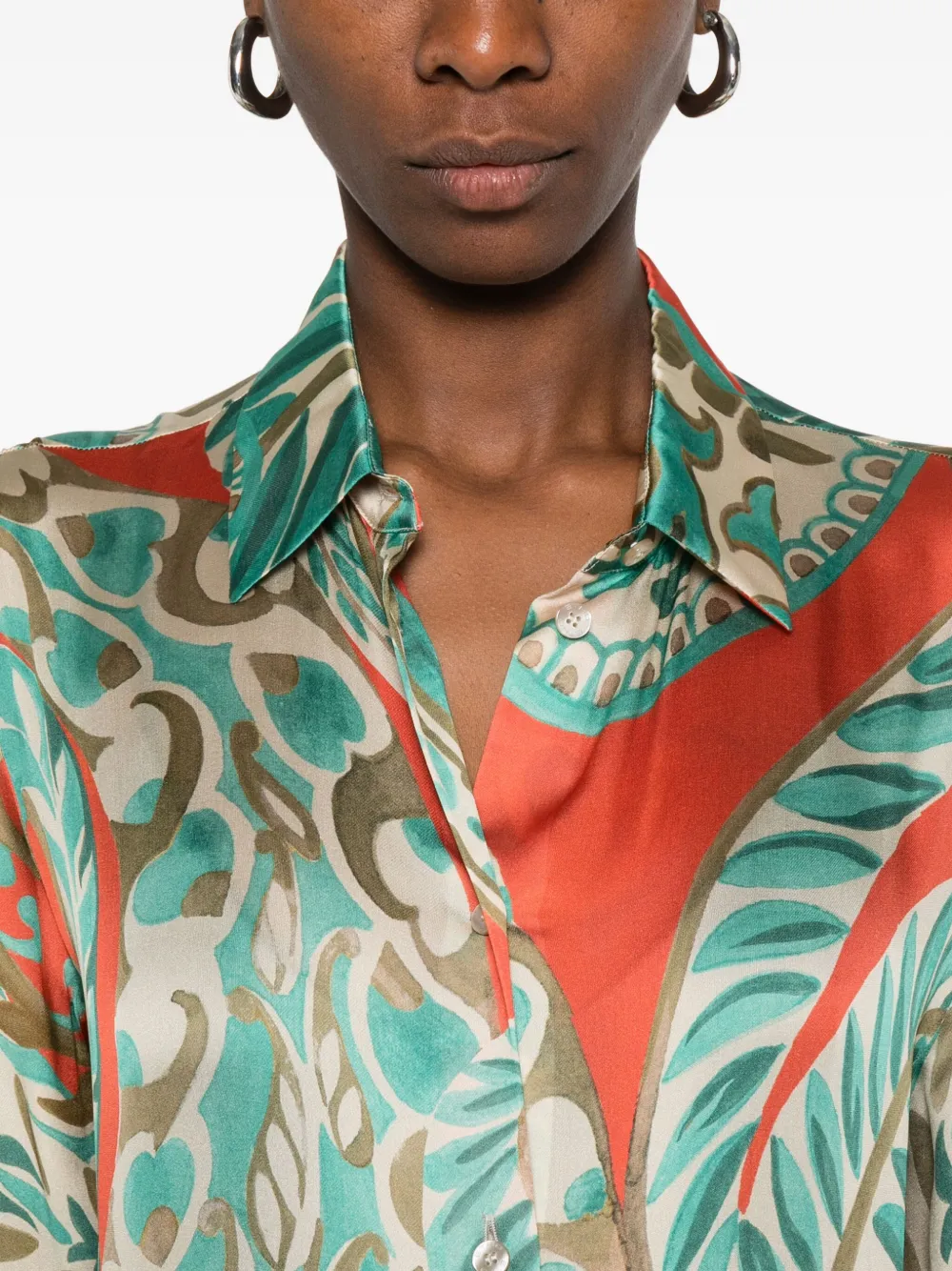 Etro Button-fastening Patterned Shirt In Orange