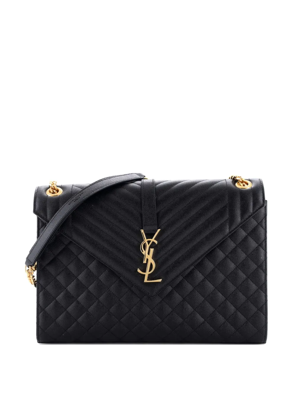 Saint Laurent Pre-Owned Classic Monogram Envelope Satchel Mixed Matelasse Leather Large shoulder bag | Black | Image 1