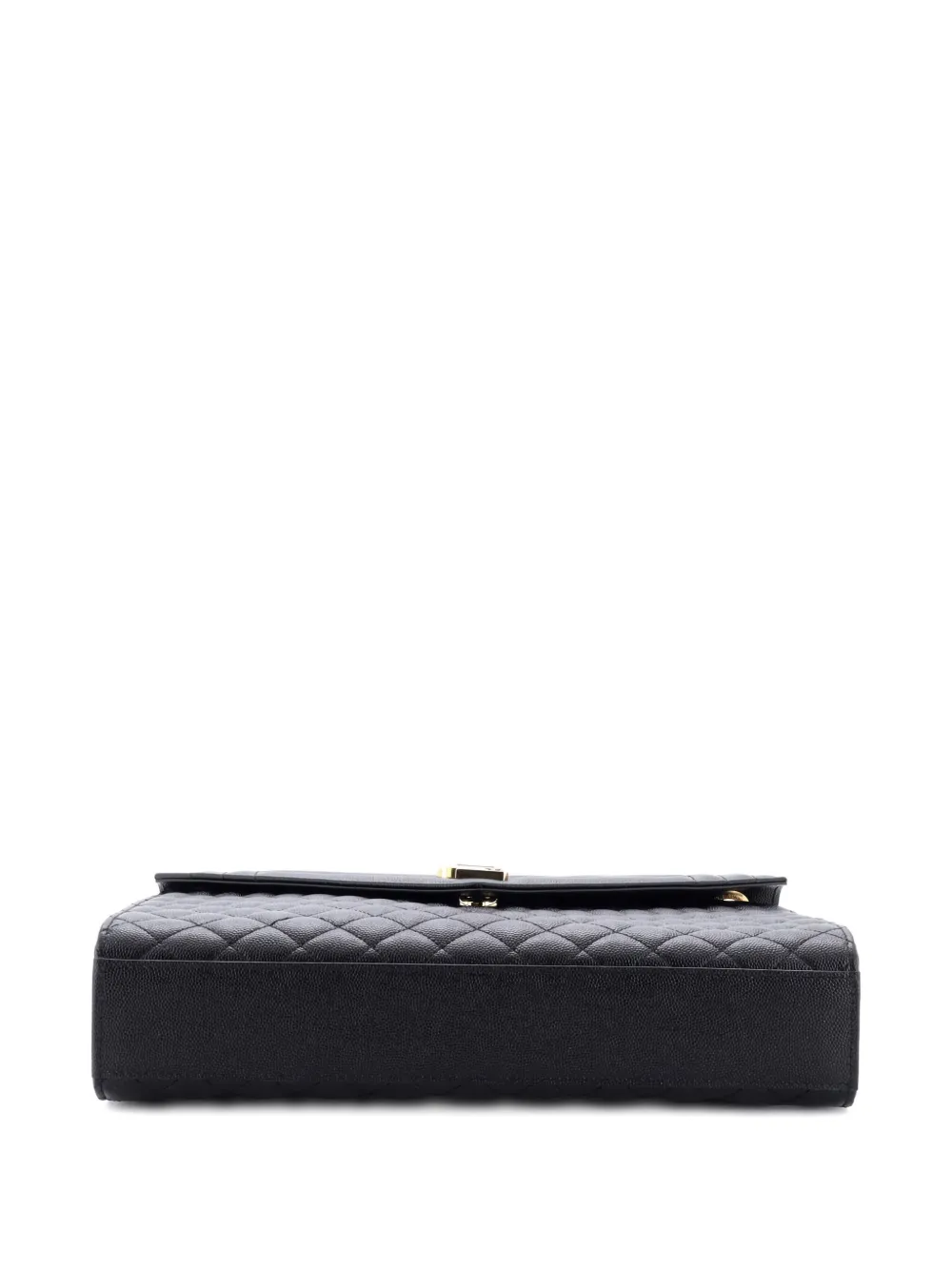 Pre-owned Saint Laurent Classic Monogram Envelope Satchel Mixed Matelasse Leather Large Shoulder Bag In Black