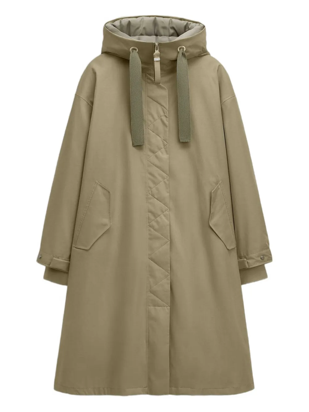 G-lab Quilted-trim Hooded Parka Coat In Neutral