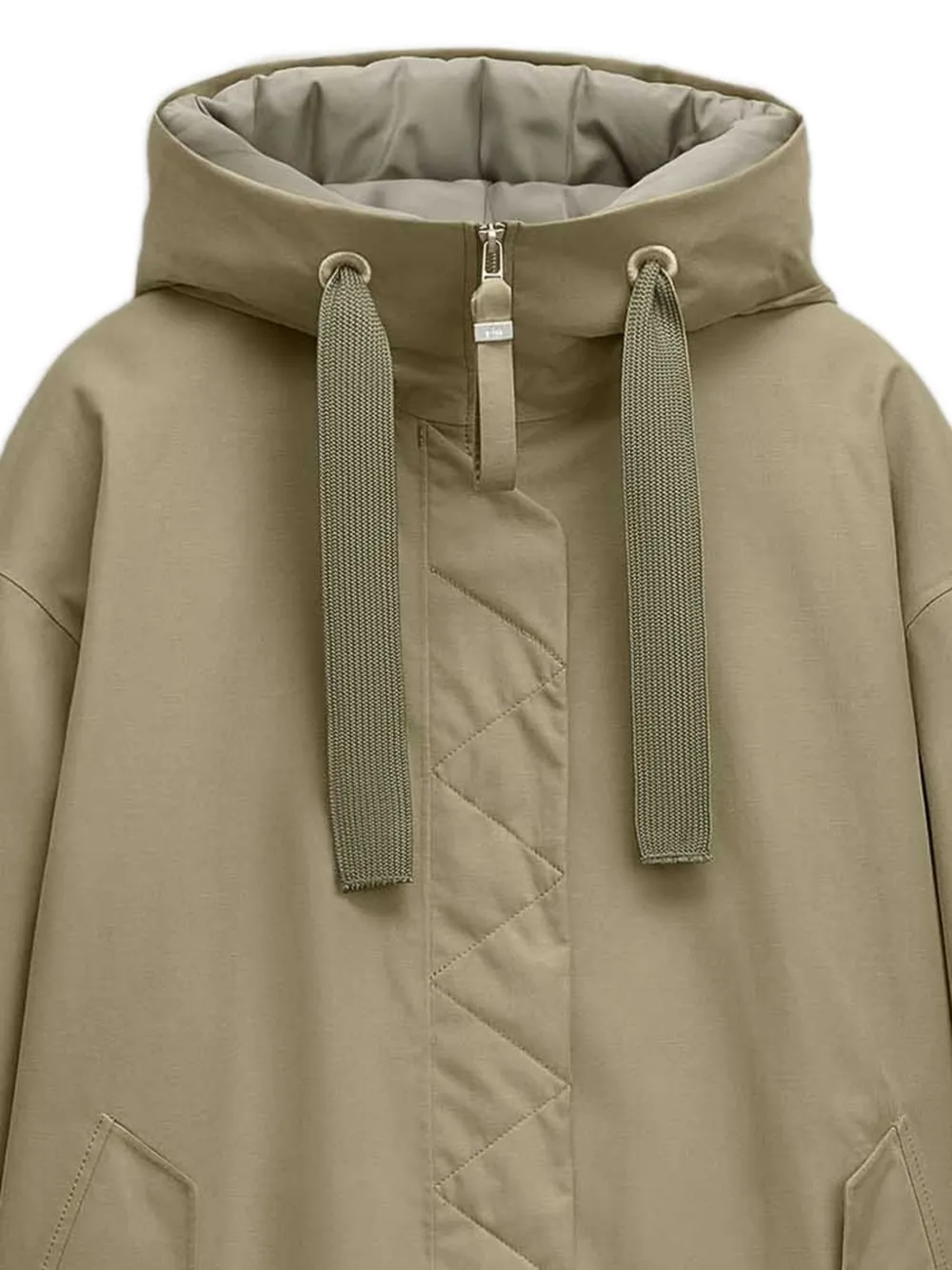 G-lab Quilted-trim Hooded Parka Coat In Neutral