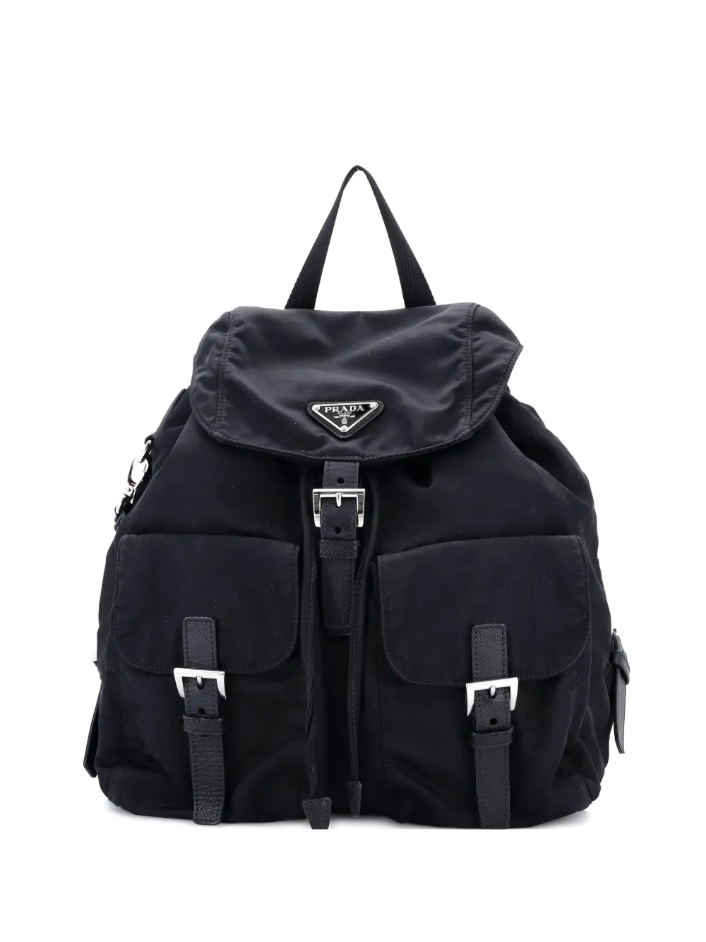 Prada Pre-Owned Double Front Pocket Re-Nylon with Leather Medium backpack | negro | Image 1