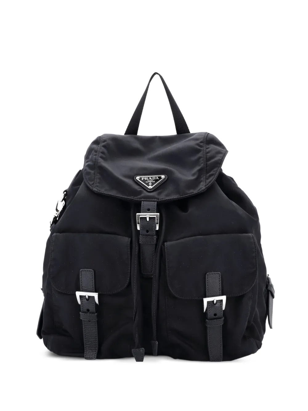 Prada Pre-Owned Double Front Pocket Re-Nylon with Leather Medium backpack | Black | Image 1