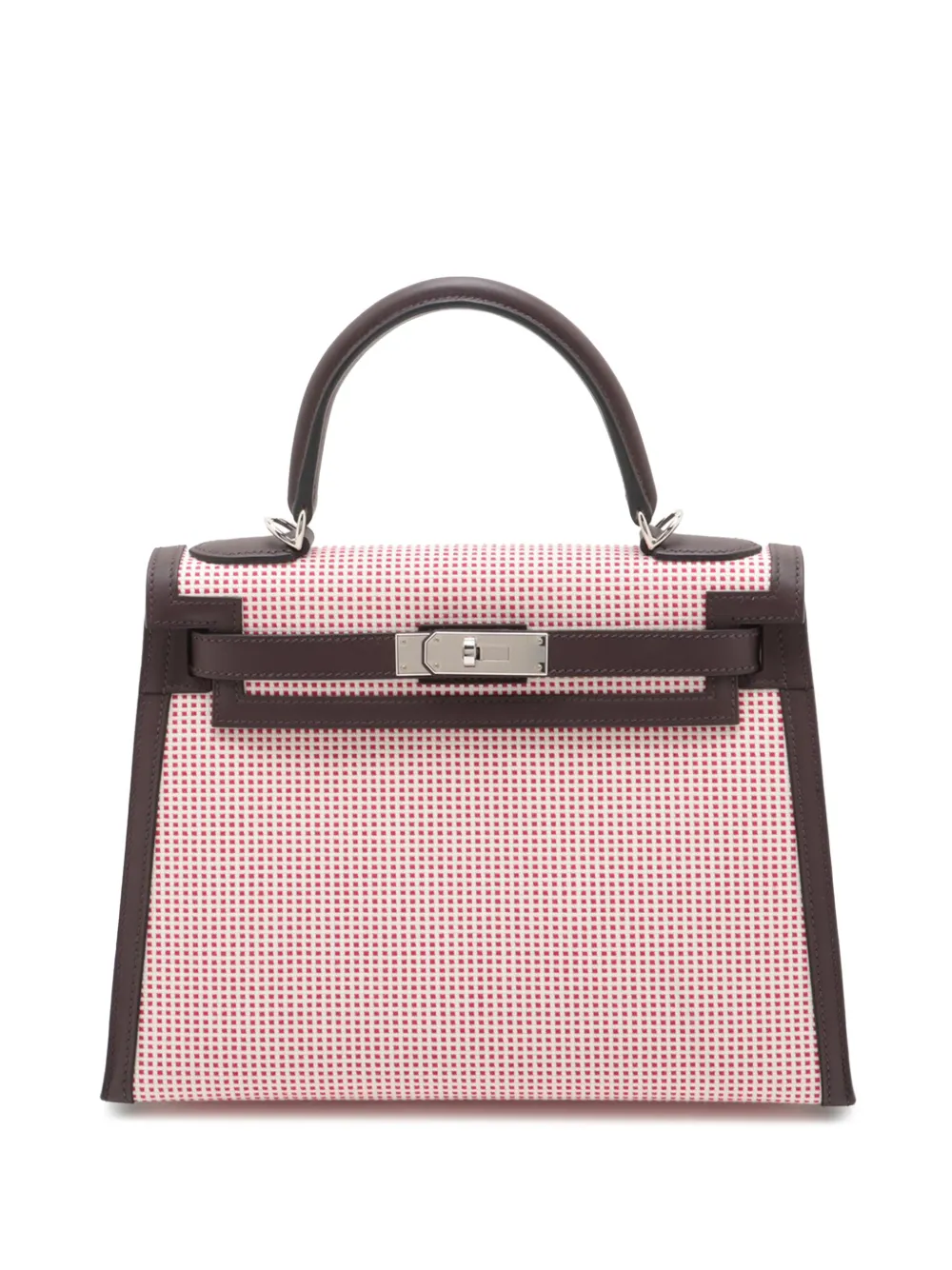 Hermès Pre-Owned bolsa satchel Kelly II Sellier 28 en piel Swift y Toile Quadrille 2022 | rojo | Image 1