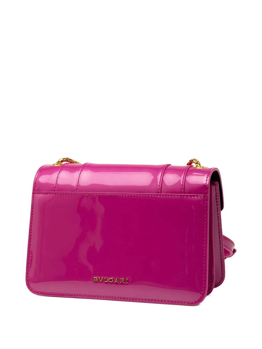 Pre-owned Bvlgari 2010-2025 Patent Serpenti Forever Crossbody Bag In Pink