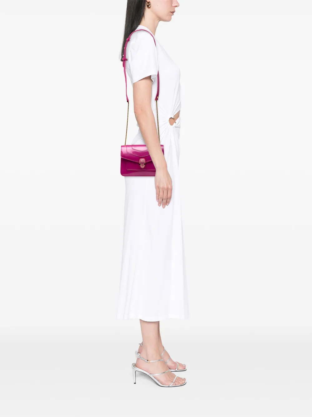 Pre-owned Bvlgari 2010-2025 Patent Serpenti Forever Crossbody Bag In Pink