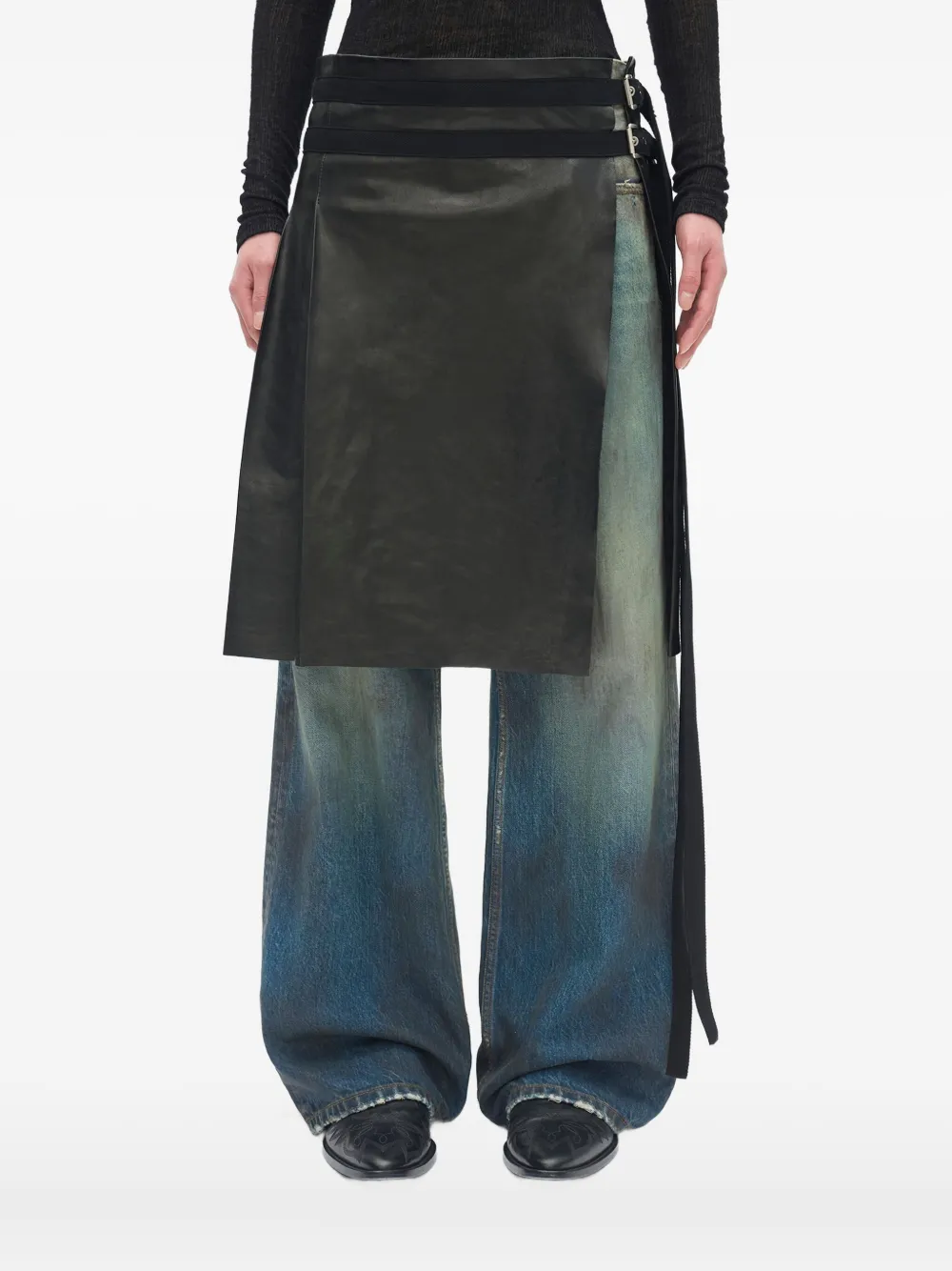 Ann Demeulemeester Mane Leather Kilt In Multi