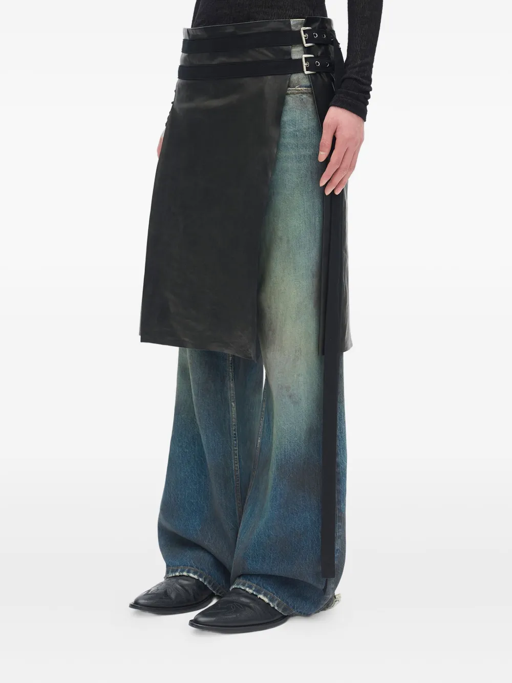 Ann Demeulemeester Mane Leather Kilt In Multi