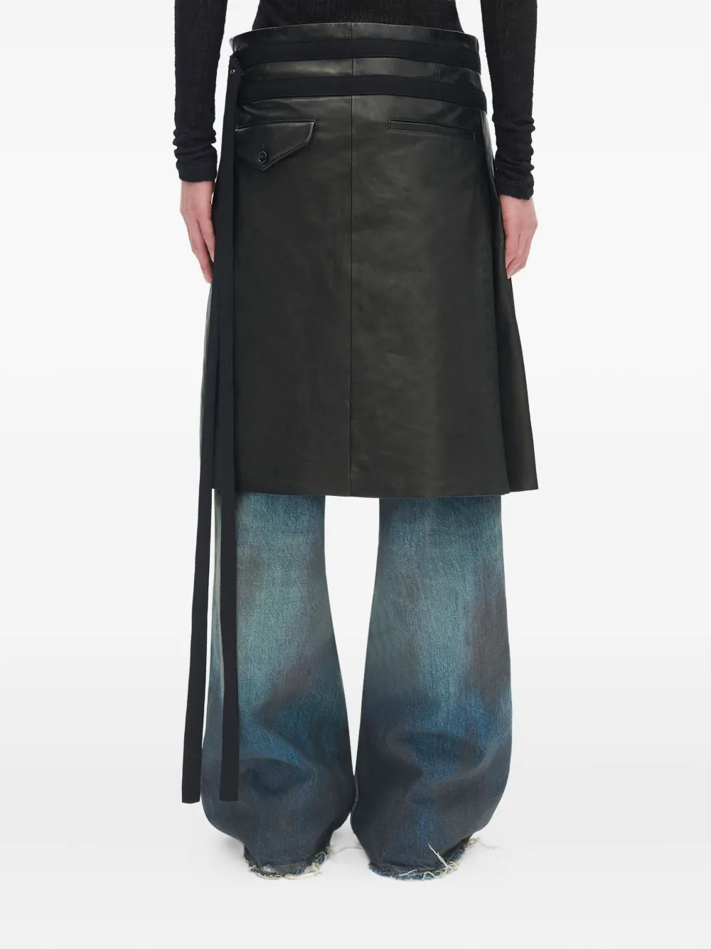 Ann Demeulemeester Mane Leather Kilt In Multi